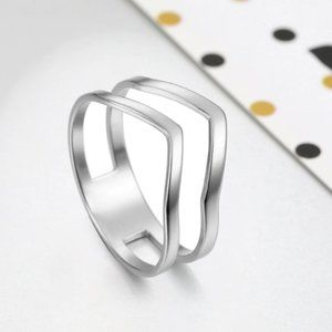 Women's Stainless Steel Double Chevron Ring